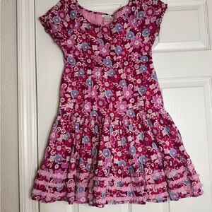 Garnet Hill Pink and Blue Floral Midi Dress